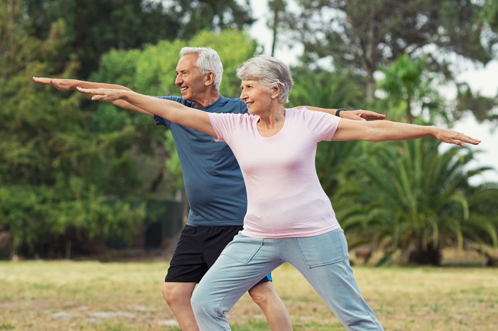 Senior,Couple,Doing,Sport,And,Physical,Exercises,Outdoor.,Active,Senior